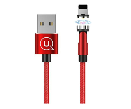 Kabel USAMS Kabel kątowy magnetyczny lightning 2,1A 1m pleciony czerwony